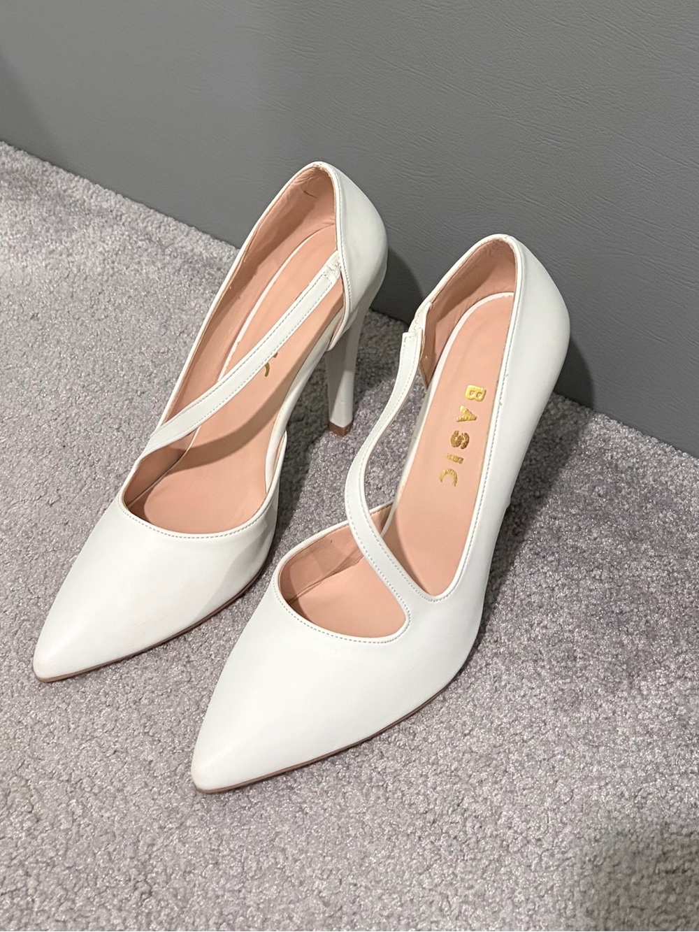 White Pointed Strap High Heels for Women